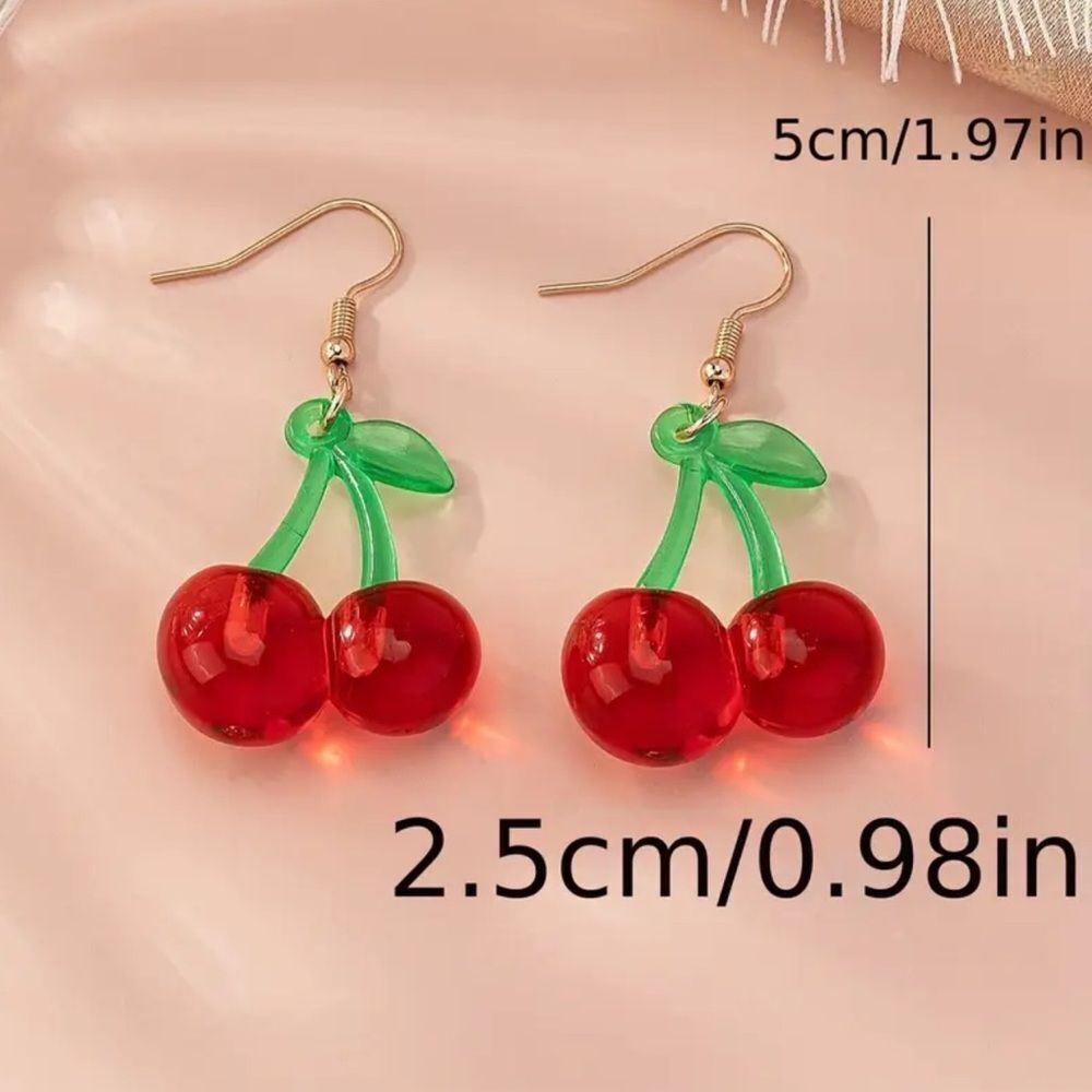 Gold Cherry Alloy  Charm Bracelet and earrings - Picture 11 of 13
